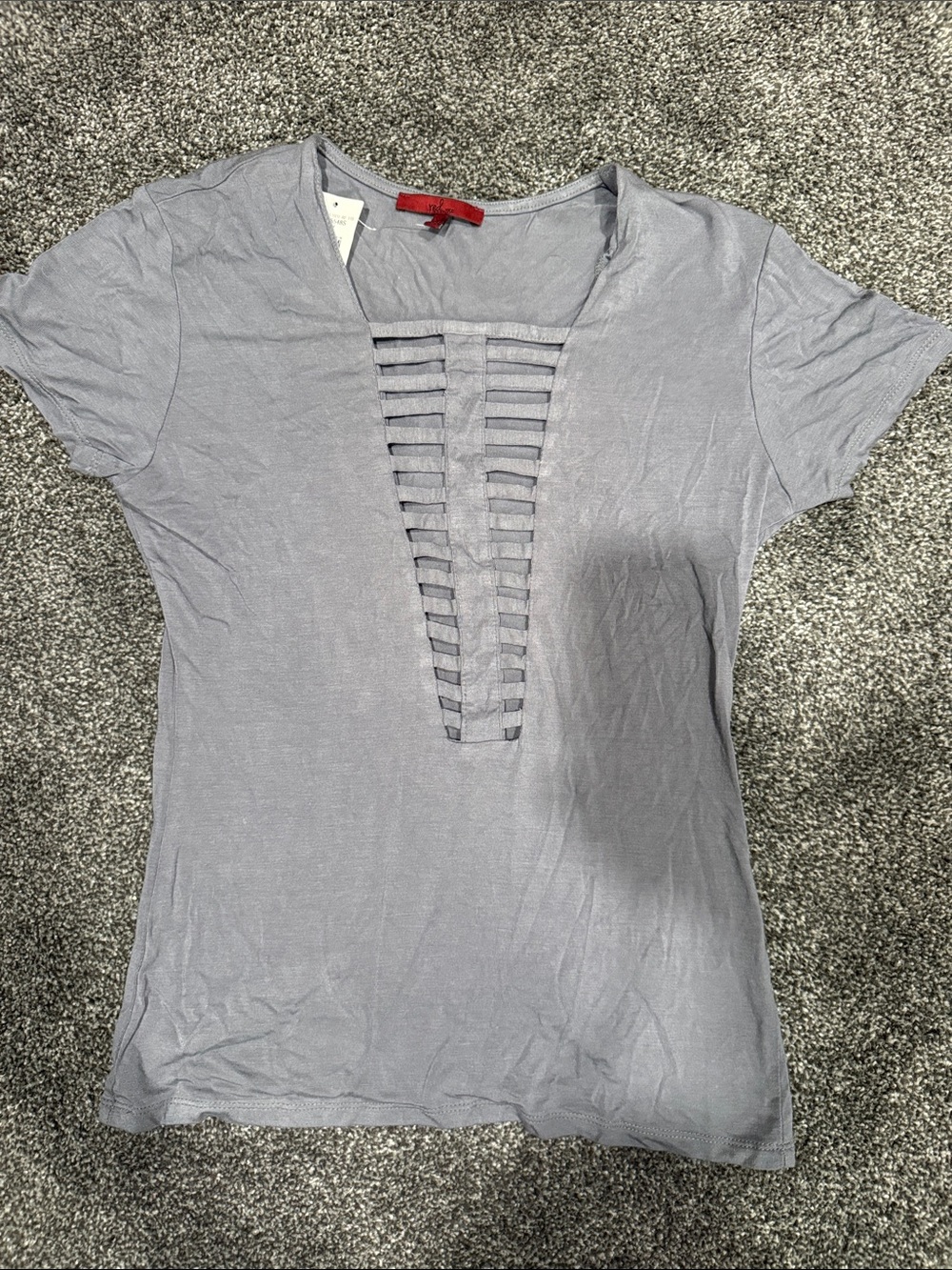 Buckle Lavender-Gray Short Sleeve Ladder Front Tee